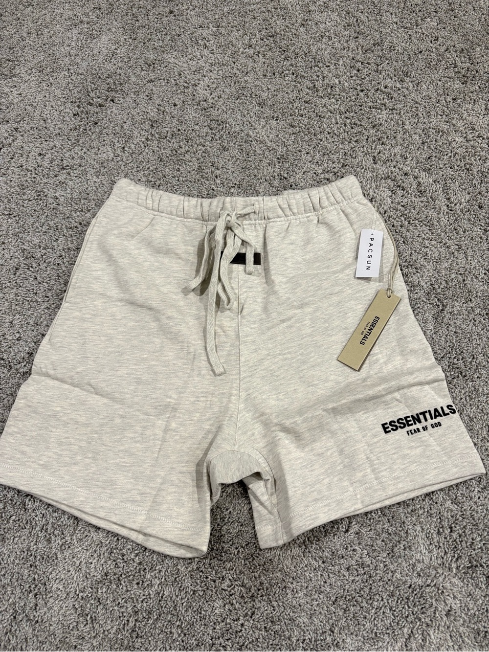 Essentials Light Gray Drawstring Hybrid Shorts